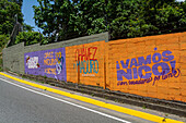 Billboards and murals in the streets of Caracas, campaigning for President Nicolas Maduro's election in Venezuela