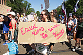 LGBTQ+ activists and supporters take part during Pride Walk protest on July 20, 2024 in Amsterdam,Netherlands. The LGBTQ+ community and supporters protest to draw attention to the fact that worldwide, lgbtq+-people are discriminated against and sometimes even arrested and prosecuted. Because of who they are.