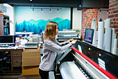 Woman working in printing studio