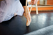 Close-up of ballerinas foot