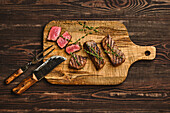 Grilled beef steak with thyme