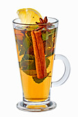 Herbal tea with cinnamon, mint and lemon