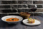 Salmon soup and herring tartare