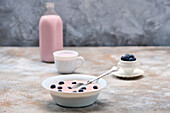 Porridge with homemade blueberry yogurt