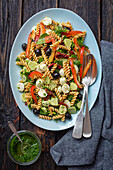 Pasta salad with vegetables and mozzarella