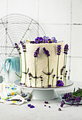 Festive buttercream sponge cake with lavender