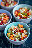 Papaya, melon and kiwi salad with mint