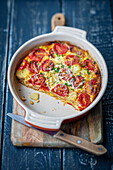 Potato tortilla with tomatoes