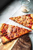 Pizza with mushrooms, parmesan and chilli