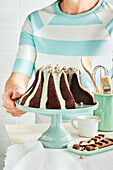 Brownie bundt cake with milk bar icing