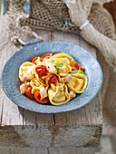 Tortelli mit Gemüse und Zackenbarsch