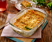 Ravioli gratin with spinach