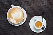Cappuccino and espresso from above