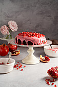 Pomegranate cake with pink icing