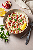 Pomegranate couscous with fresh mint