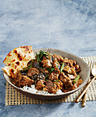 Beef stew with green beans and aubergines in the slow cooker