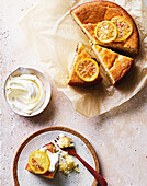 Lemon ricotta cake with candied lemon slices