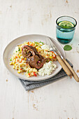 Quick beef roulades with couscous and sweetcorn