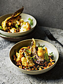 Roasted cauliflower with chickpeas and fresh mint