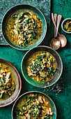 Tuscan bean soup with black cabbage and parsley pesto