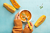 Pumpkin soup with cream and spices