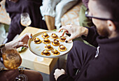 Crackers with smoked butter and anchovies