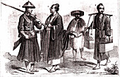 Japanese men, 19th century illustration