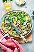 Wild garlic frittata with feta cheese and potatoes