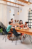 Family enjoying meal together