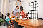 Family enjoying meal together