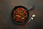 Lomo Saltado: Peruvian beef pan with peppers