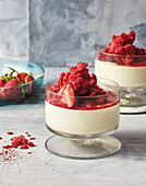 Vanilla and yoghurt pannacotta with sumac and strawberry granita