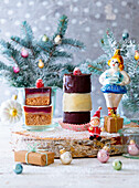 Christmas raspberry dominoes covered in dark and white chocolate