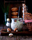 Vegan mushroom salad with chives