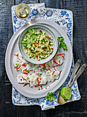 Cod and chilli ceviche with apple and cucumber salsa