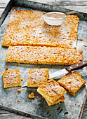 Butter cake with crunchy almond flakes