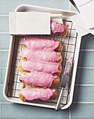 Sweet finger rolls with sour cherry and rosewater glaze