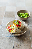 Veggie wrap with bean cream