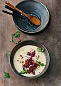 Apple and potato soup with bacon