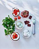 Various ice creams and sorbets