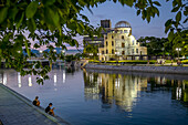 Hiroshima Peace Memorial (Genbaku Dome, Atomic Bomb Dome or A-Bomb Dome) and Motoyasu River in Hiroshima, Japan