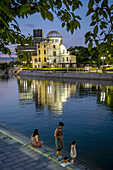 Hiroshima Peace Memorial (Genbaku Dome, Atomic Bomb Dome or A-Bomb Dome) and Motoyasu River in Hiroshima, Japan