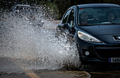 Road flooding, road Amposta-Sta Barbara, Tarragona, Spain