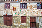 An old, weathered tavern stands abandoned in Yanguas, showcasing rustic charm and local history in Soria\'s beautiful landscape.