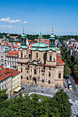 Views of St. Nicholas' Church from the tower of the Old Town Hall in Prague