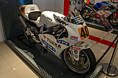 A 1991 Yamaha TZ 250 racing motorcycle in the Automobile Museum of Termas de Rio Hondo, Argentina.