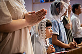 Morning mass on August 9th, every year, in memory of the victims of the atomic bomb. Urakami Cathedral, Nagasaki, Japan