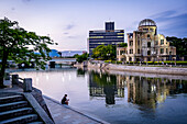 Hiroshima Peace Memorial (Genbaku Dome, Atomic Bomb Dome or A-Bomb Dome) and Motoyasu River in Hiroshima, Japan