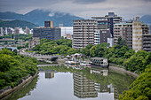 City skyline, Motoyasu river with A-Bomb Dome, Hiroshima, Japan