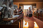 Night mass on August 9th, every year, in memory of the victims of the atomic bomb. Urakami Cathedral, Nagasaki, Japan